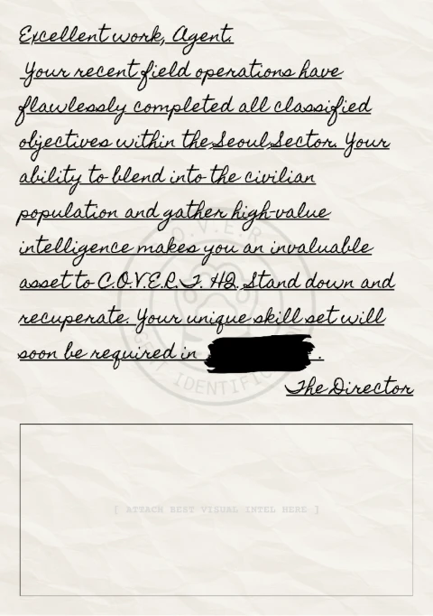 A handwritten letter with a space below it for a photograph